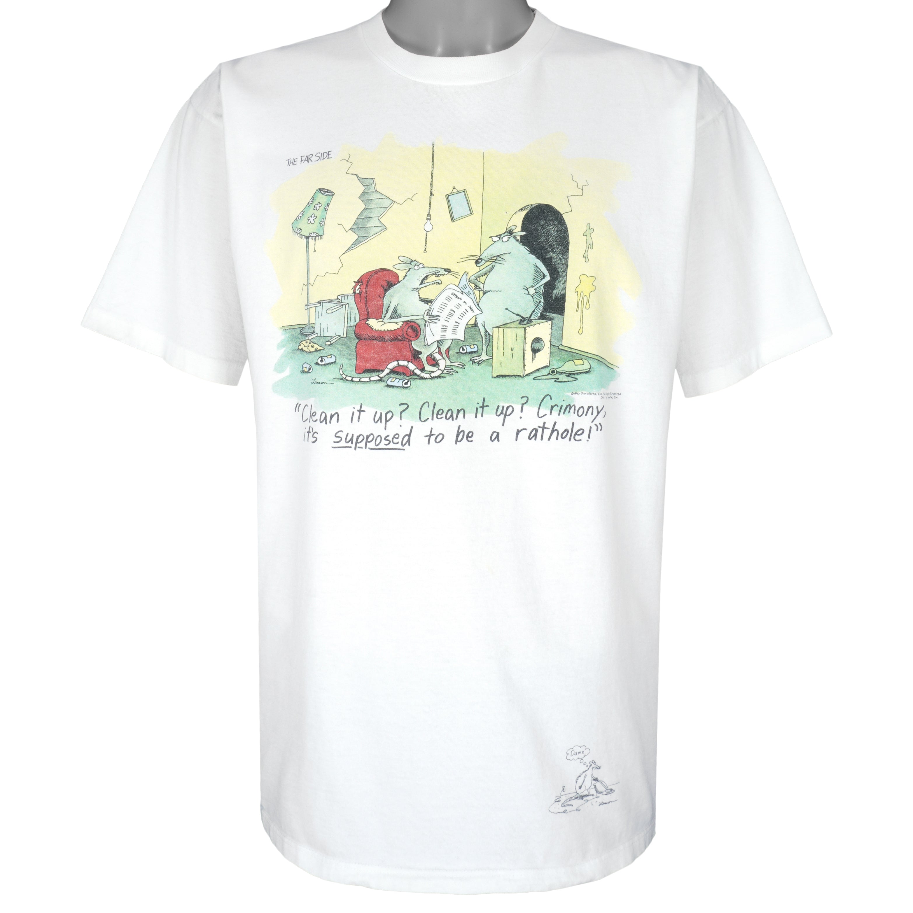 Vintage (The Far Side) - Clean It Up T-Shirt 1990s X-Large Vintage Retro