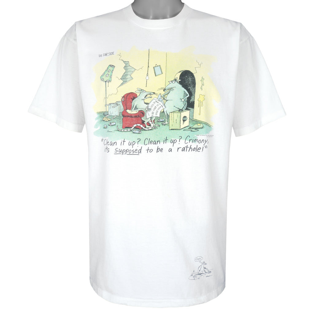 Vintage (The Far Side) - Clean It Up T-Shirt 1990s X-Large Vintage Retro