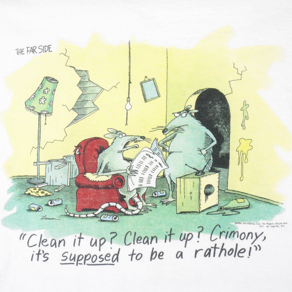 Vintage (The Far Side) - Clean It Up T-Shirt 1990s X-Large Vintage Retro