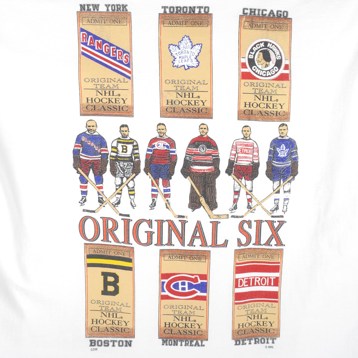 NHL - Original Six Team T-Shirt 1990s X-Large Vintage Retro Hockey