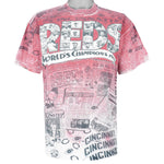 MLB - Cincinnati Reds World Champions All Over Print T-Shirt 1990s Large