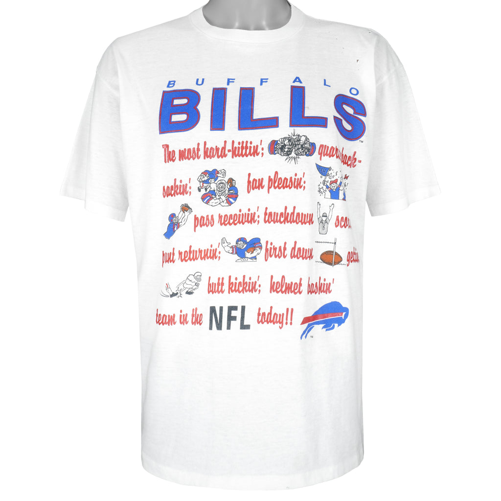 NFL (Jostens) - Buffalo Bills Embroidered T-Shirt 1990s X-Large Vintage Retro Football 