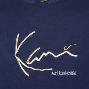 Karl Kani - Blue Embroidered Crew Neck Sweatshirt 1990s XX-Large Vintage Retro