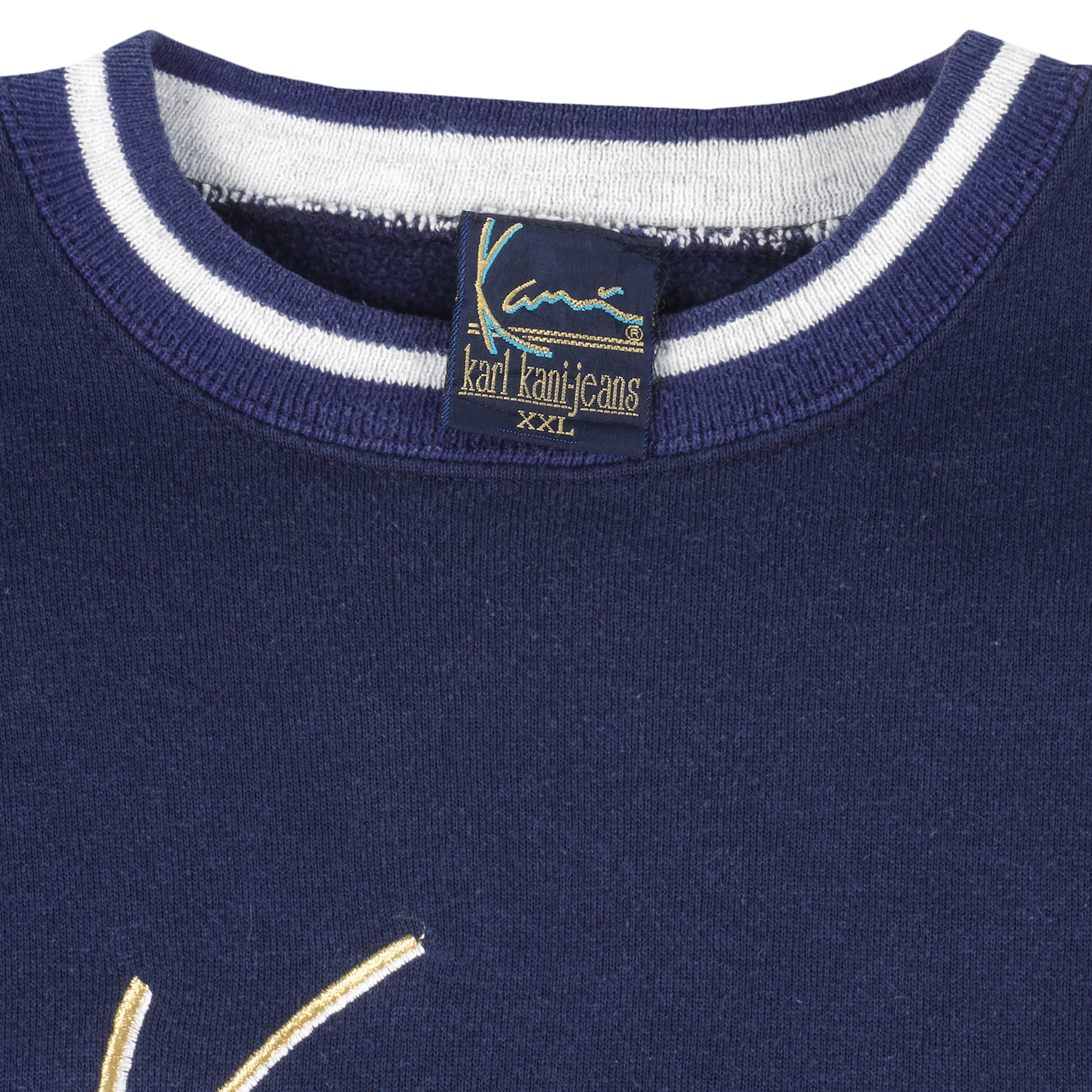 Vintage Karl Kani Blue Embroidered Crew Neck Sweatshirt 1990s