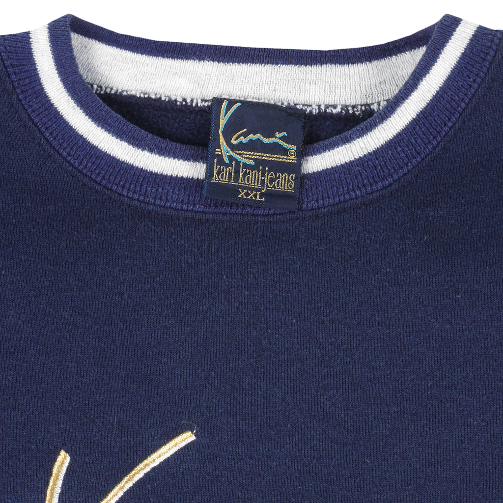 Karl Kani - Blue Embroidered Crew Neck Sweatshirt 1990s XX-Large Vintage Retro