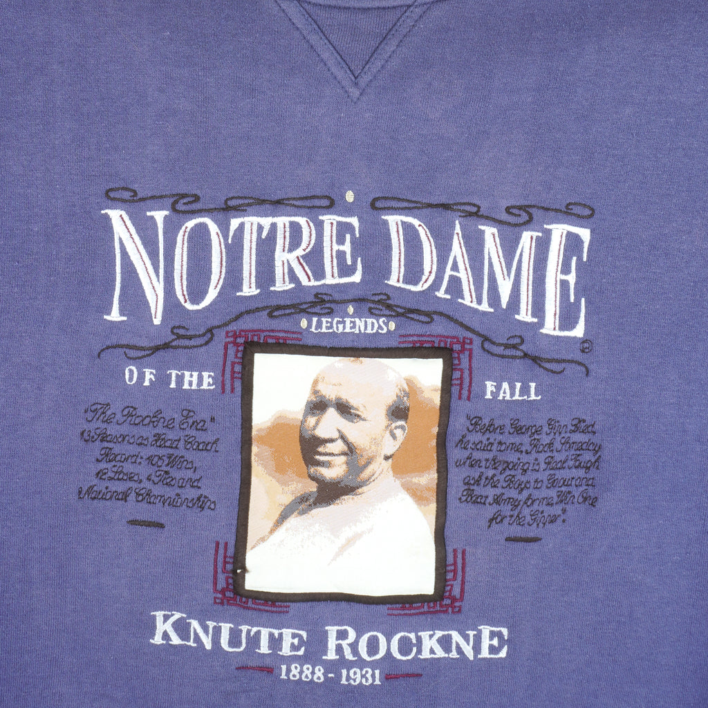 NCAA - Notre Dame Fighting Irish Knute Rockne Sweatshirt 1990s Large Vintage Retro College Football