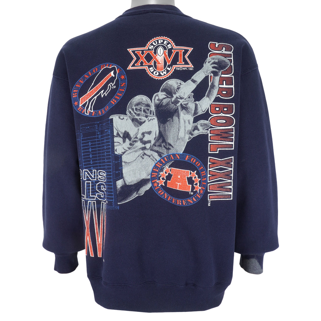 NFL - Buffalo Bills Super Bowl 26th Crew Neck Sweatshirt 1991 X-Large Vintage Retro Football