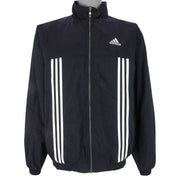 Adidas - Black Zip-Up Embroidered Windbreaker 1990s Small Vintage Retro
