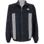 Adidas - Black Zip-Up Embroidered Windbreaker 1990s Small Vintage Retro