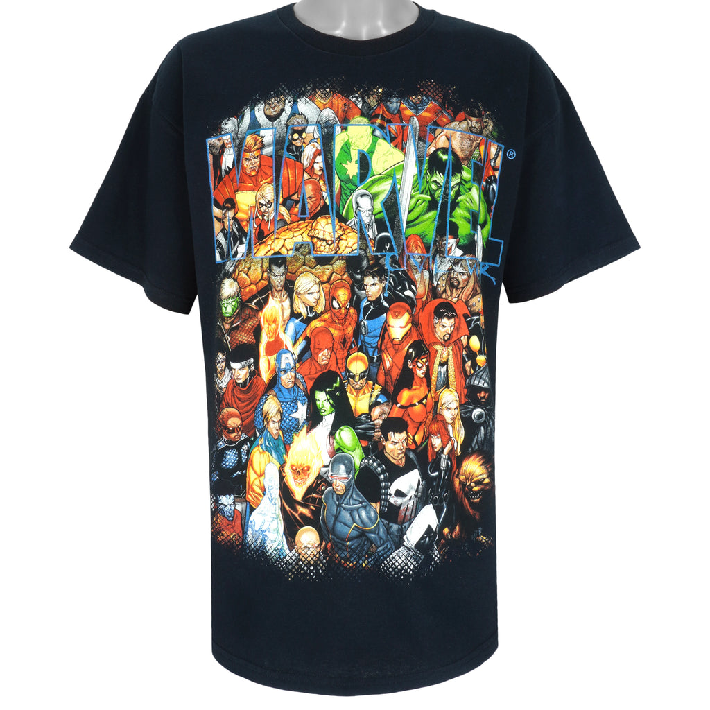 Marvel - Black All Super Heroes T-Shirt 1990s X-Large Vintage Retro