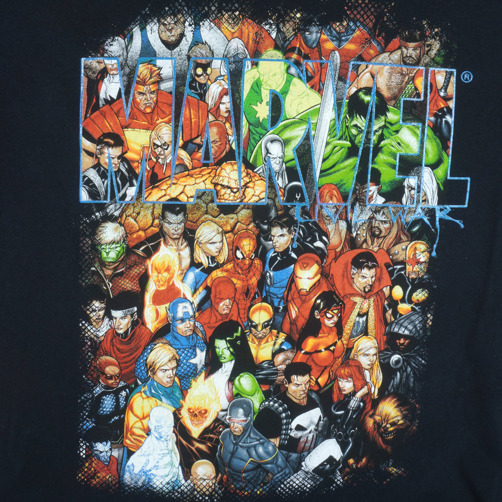 Marvel - Black All Super Heroes T-Shirt 1990s X-Large Vintage Retro