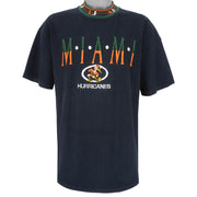 NCAA - Miami Hurricanes Embroidered T-Shirt 1990s X-Large Vintage Retro Collage
