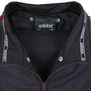 Adidas - Black Zip-Up T-Shirt 1990s Large Vintage Retro