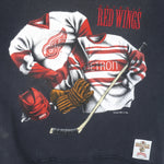 NHL (Nutmeg Mills) - Detroit Red Wings Embroidered Sweatshirt 1990s Medium Vintage Retro Baseball