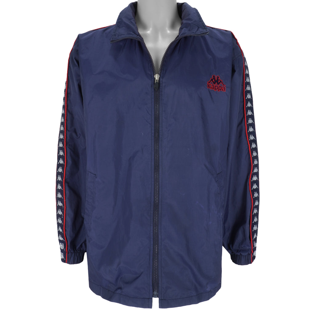 Kappa - Blue Big Logo Windbreaker 1990s Large Vintage Retro