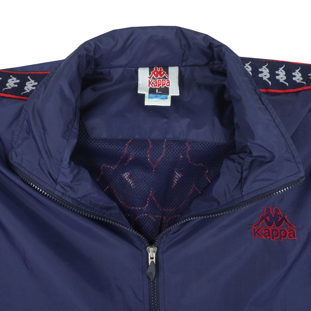 Kappa - Blue Big Logo Windbreaker 1990s Large Vintage Retro
