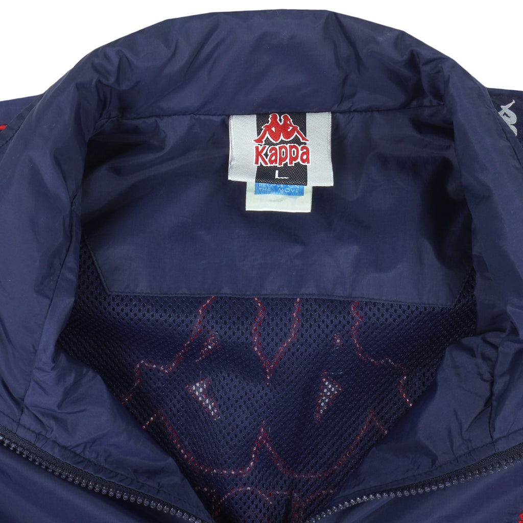 Kappa - Blue Big Logo Windbreaker 1990s Large Vintage Retro