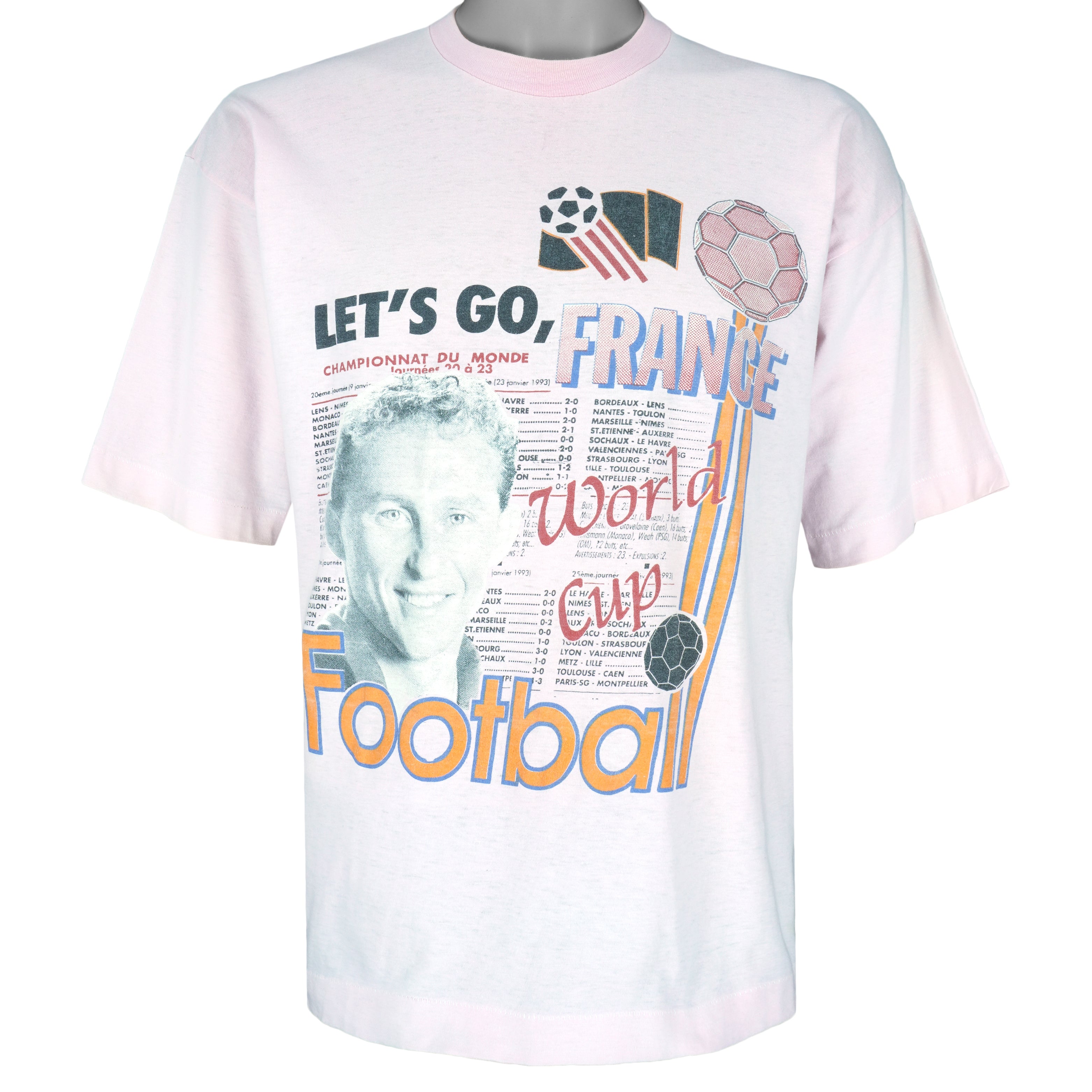 Vintage - Lets Go, France World Cup Football T-Shirt 1990s Large Vintage Retro Football