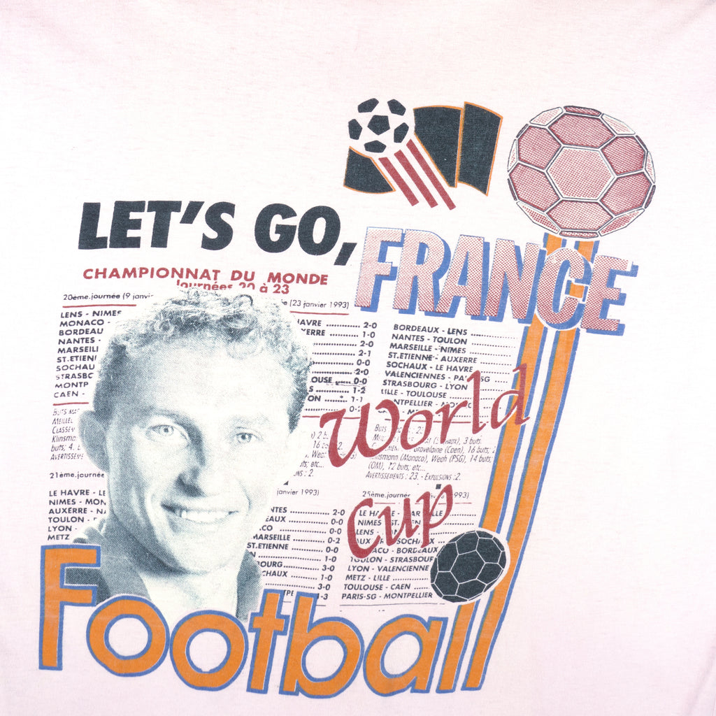 Vintage - Lets Go, France World Cup Football T-Shirt 1990s Large Vintage Retro Football