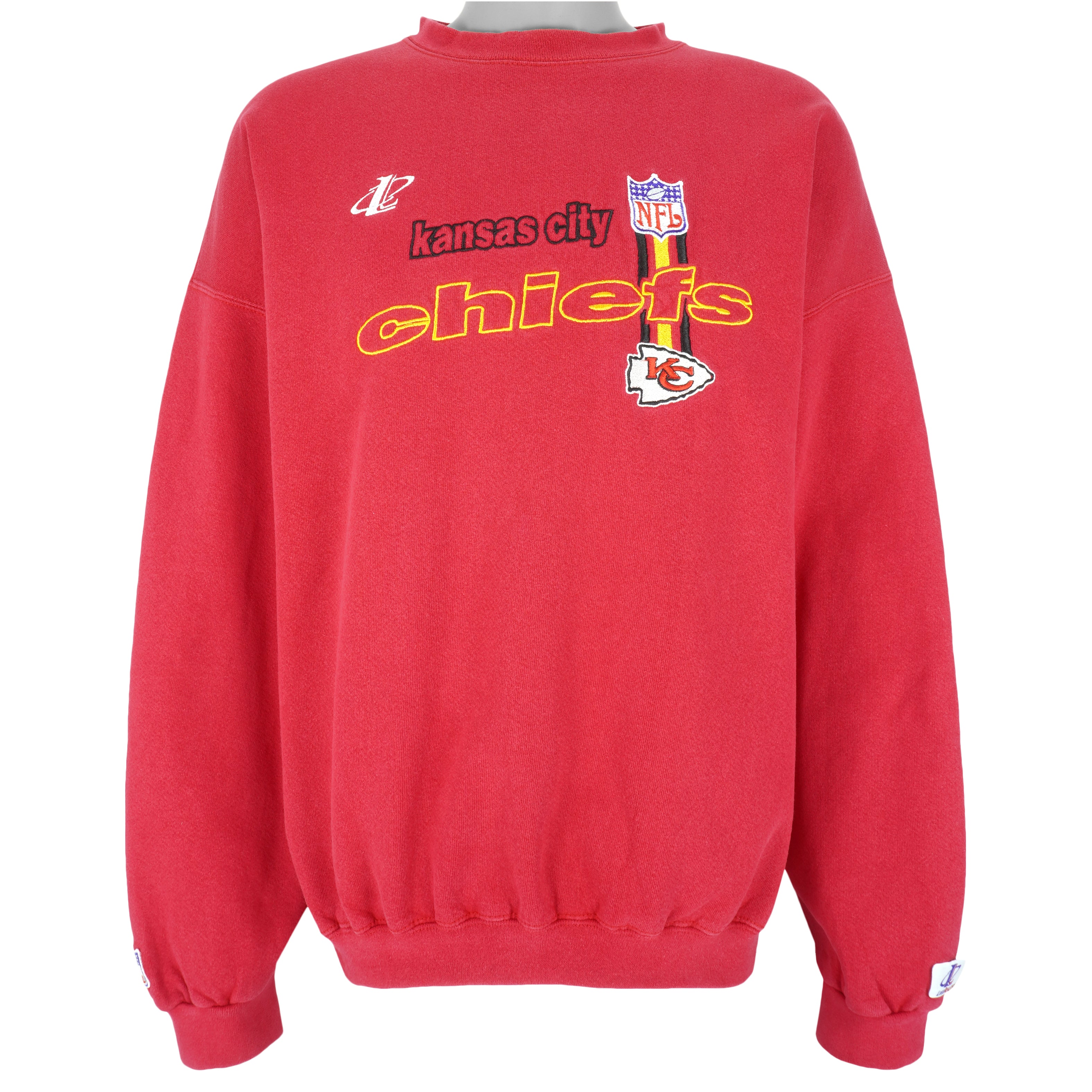 NFL (Logo Athletic) - Red Kansas City Chiefs Crew Neck Sweatshirt 1990s X-Large Vintage Retro Football