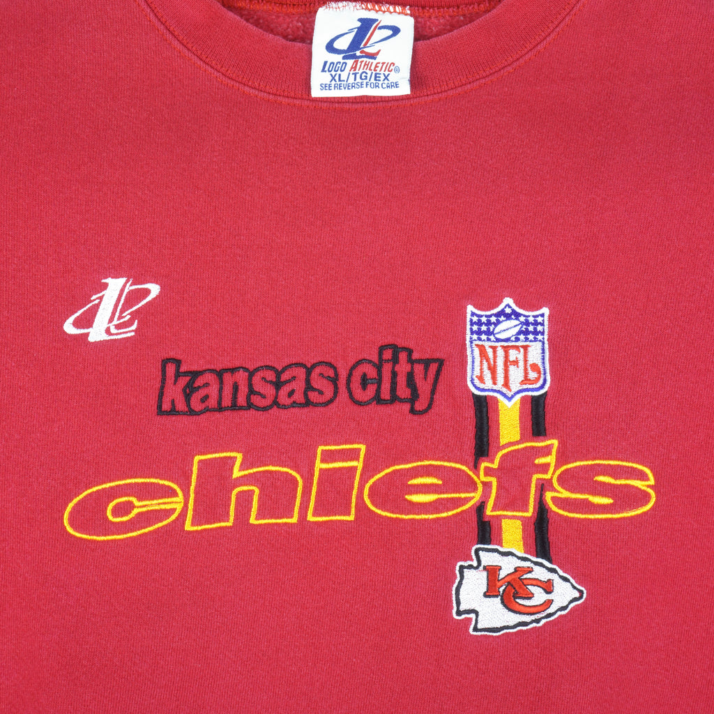 NFL (Logo Athletic) - Red Kansas City Chiefs Crew Neck Sweatshirt 1990s X-Large Vintage Retro Football