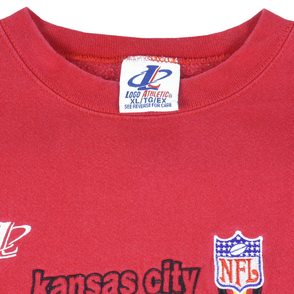NFL (Logo Athletic) - Red Kansas City Chiefs Crew Neck Sweatshirt 1990s X-Large Vintage Retro Football