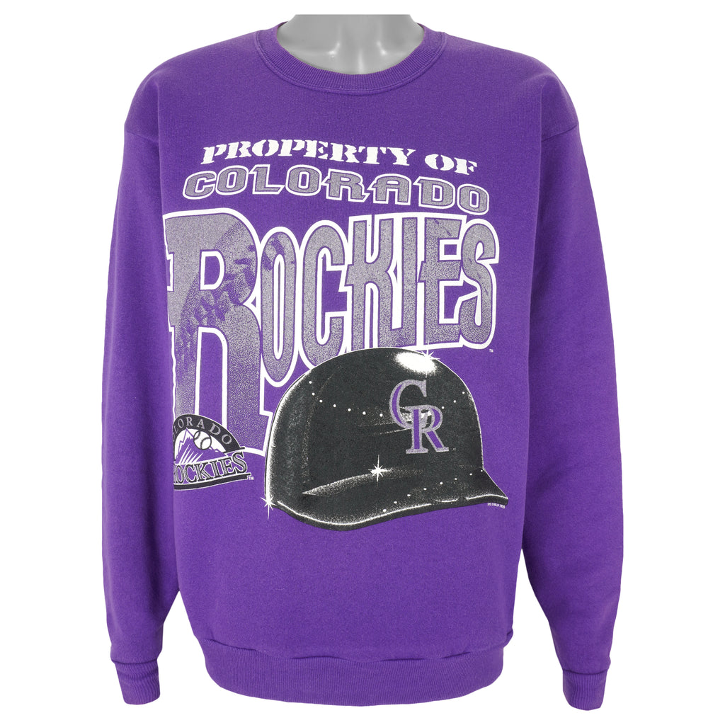 MLB (League Leader) - Colorado Rockies Crew Neck Sweatshirt 1995 Large Vintage Retro Baseball