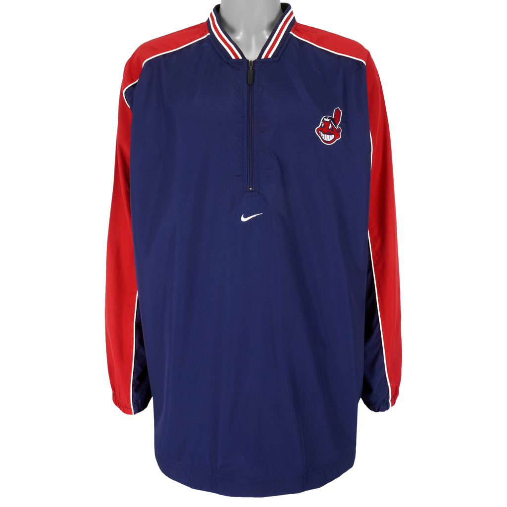 Nike - Cleveland Indians 1/4 Zip Windbreaker 1990s XX-Large Vintage Retro Baseball