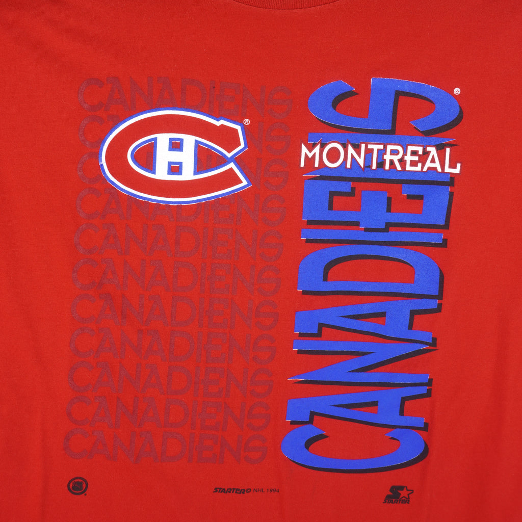 Starter - Red Montreal Canadiens T-Shirt 1994 X-Large Vintage Retro Hockey