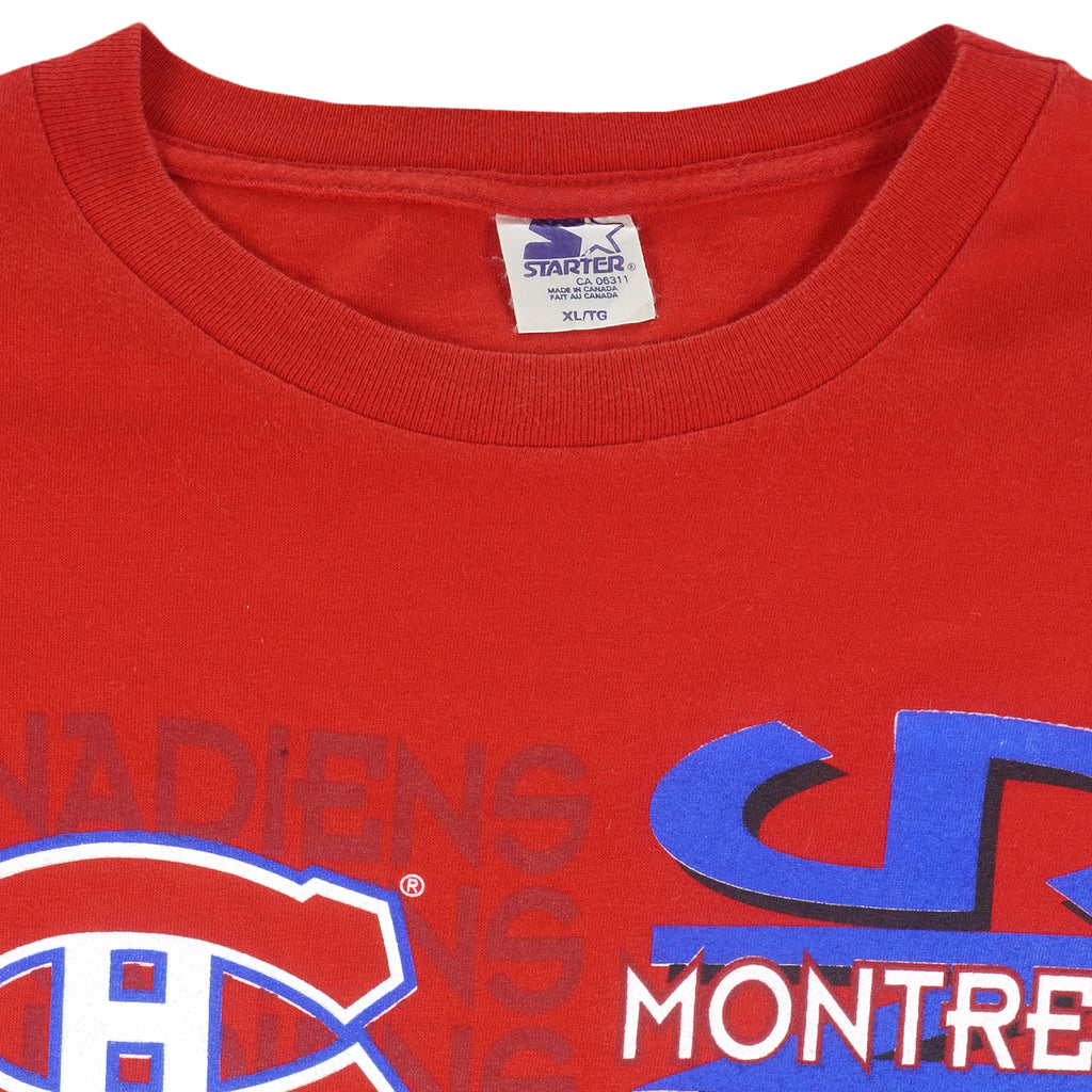 Starter - Red Montreal Canadiens T-Shirt 1994 X-Large Vintage Retro Hockey