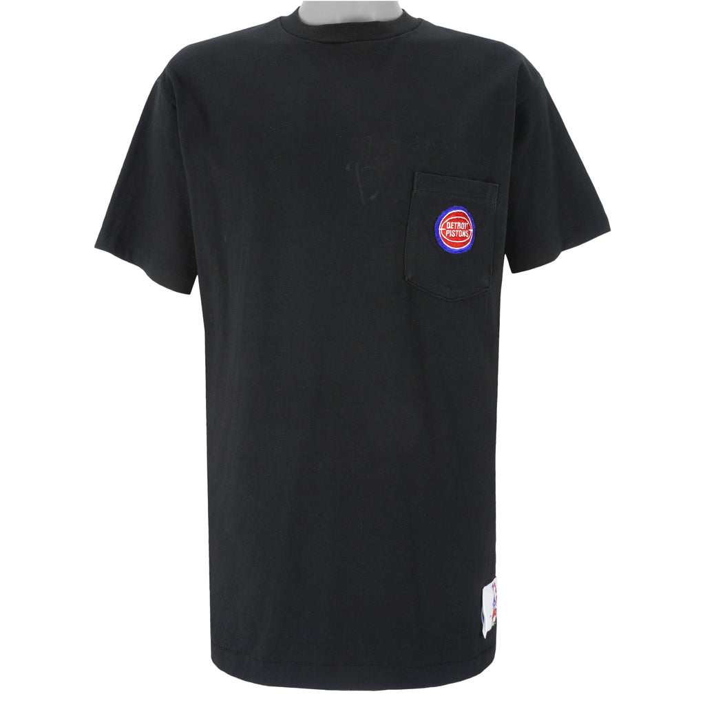 NBA (Nutmeg) - Black Detroit Pistons T-Shirt 1990s X-Large Vintage Retro Basketball