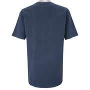 Stussy - Dark Blue Embroidered T-Shirt 1990s Large Vintage Retro
