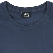 Stussy - Dark Blue Embroidered T-Shirt 1990s Large Vintage Retro