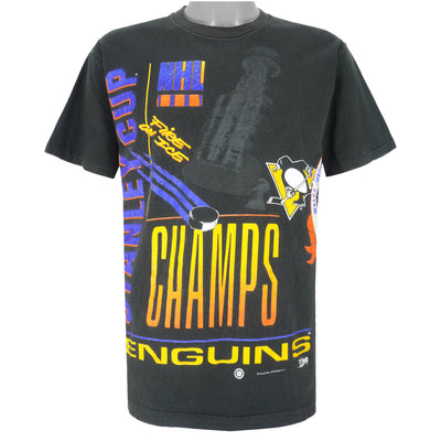 NHL (Salem) - Pittsburgh Penguins Fire On Ice T-Shirt 1991 Large