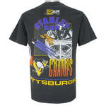 NHL (Salem) - Pittsburgh Penguins Fire On Ice T-Shirt 1991 Large Vintage Retro Hockey