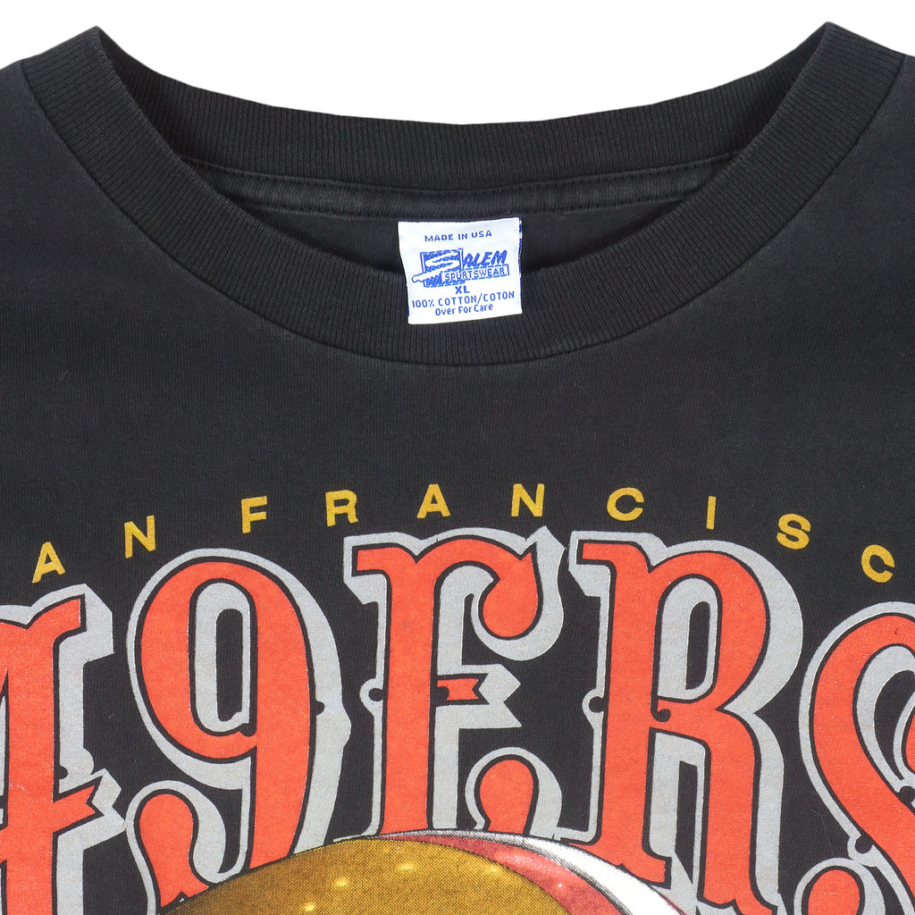 NFL (Salem) - Black San Francisco 49ers T-Shirt 1992 X-Large Vintage Retro Football