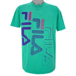 FILA - Light Green Single Stitch T-Shirt 1990s Large