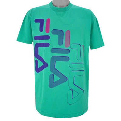 FILA - Light Green Single Stitch T-Shirt 1990s Large
