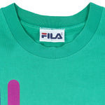 Fila - Light Green T-Shirt 1990s Large Vintage Retro