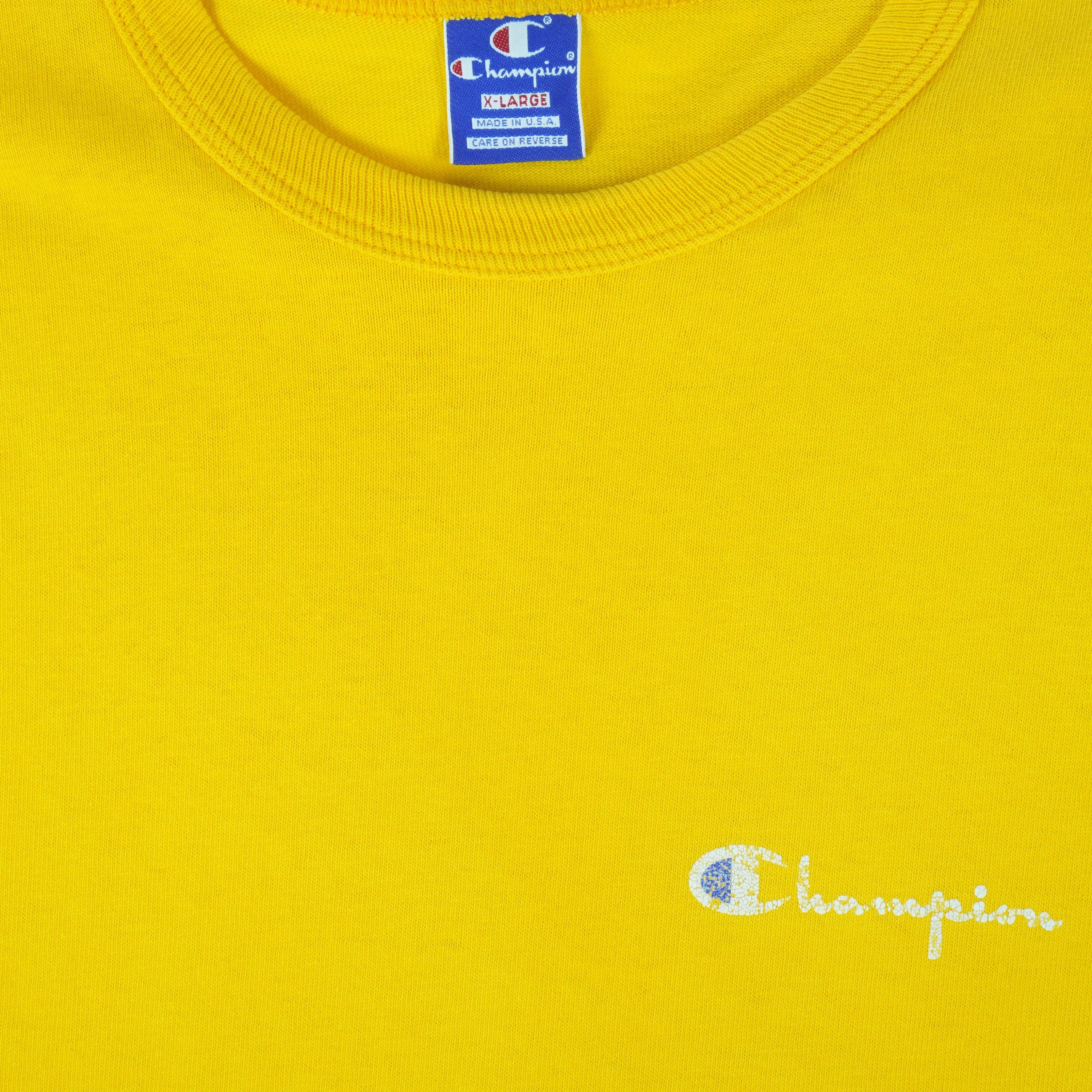 Champion - Yellow Classic T-Shirt 1990s X-Large Vintage Retro