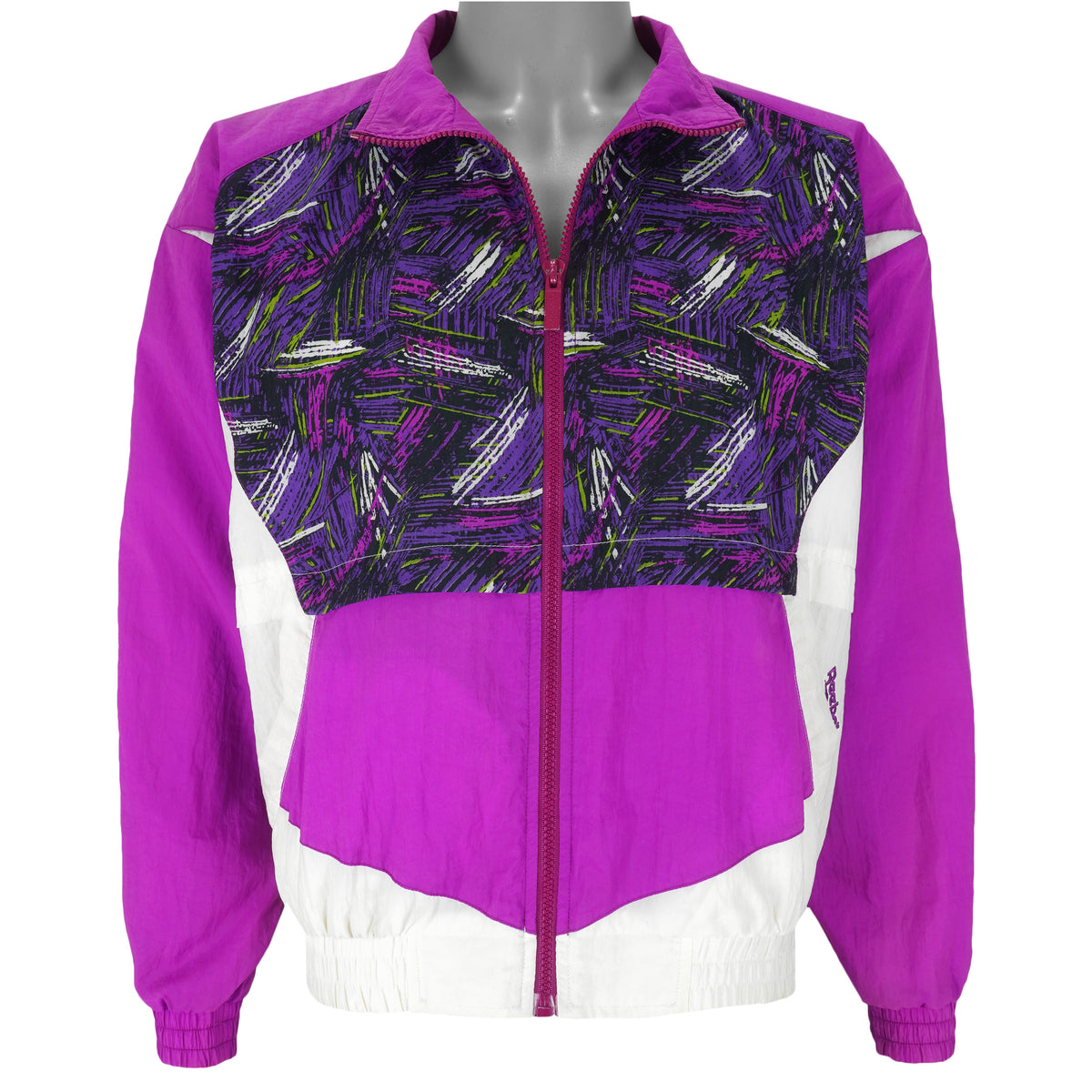 Reebok - Pink with Pattern Windbreaker 1990s Medium Vintage Retro