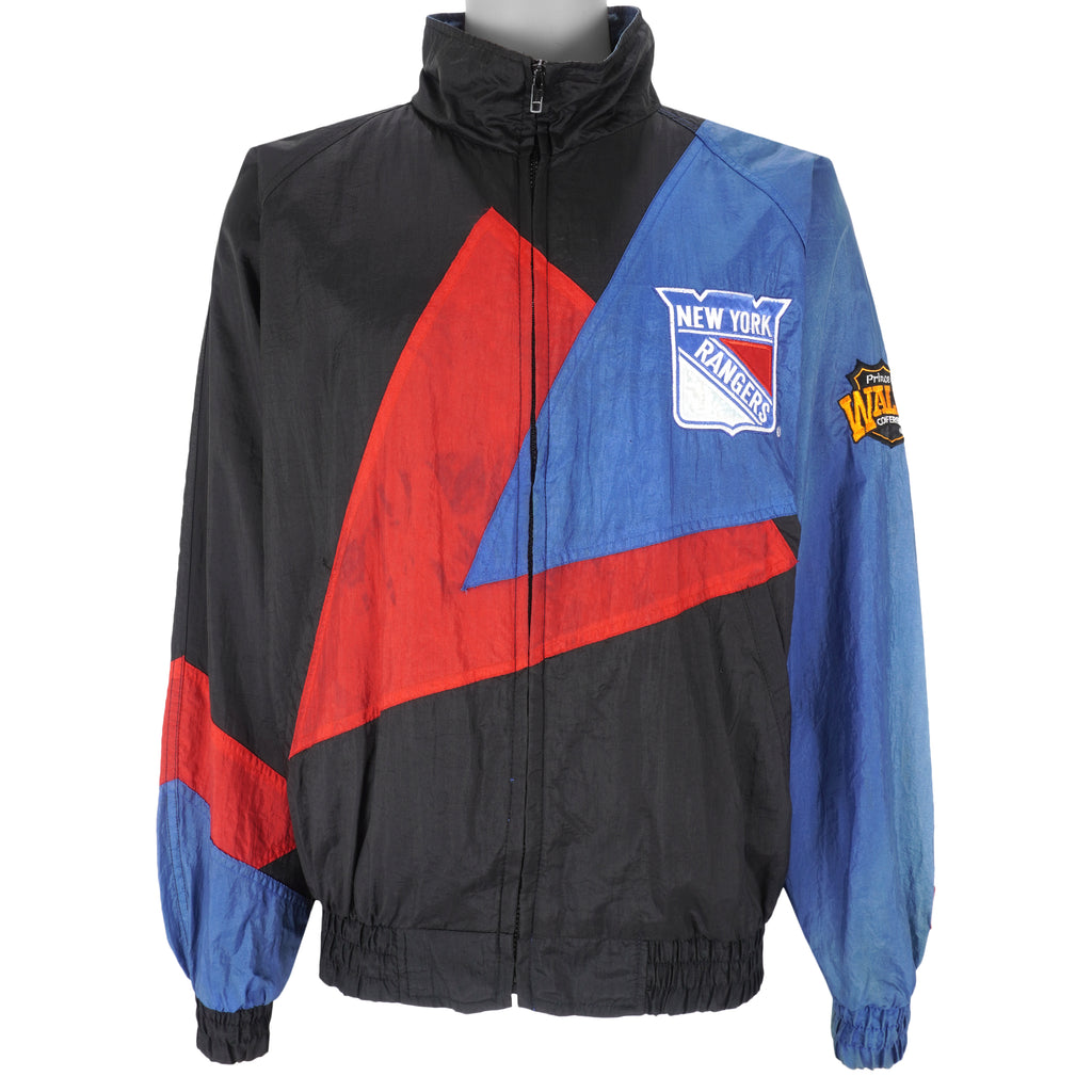 NHL (Pro Player) - New York Rangers Zip-Up Windbreaker 1990s Large Vintage Retro Hockey