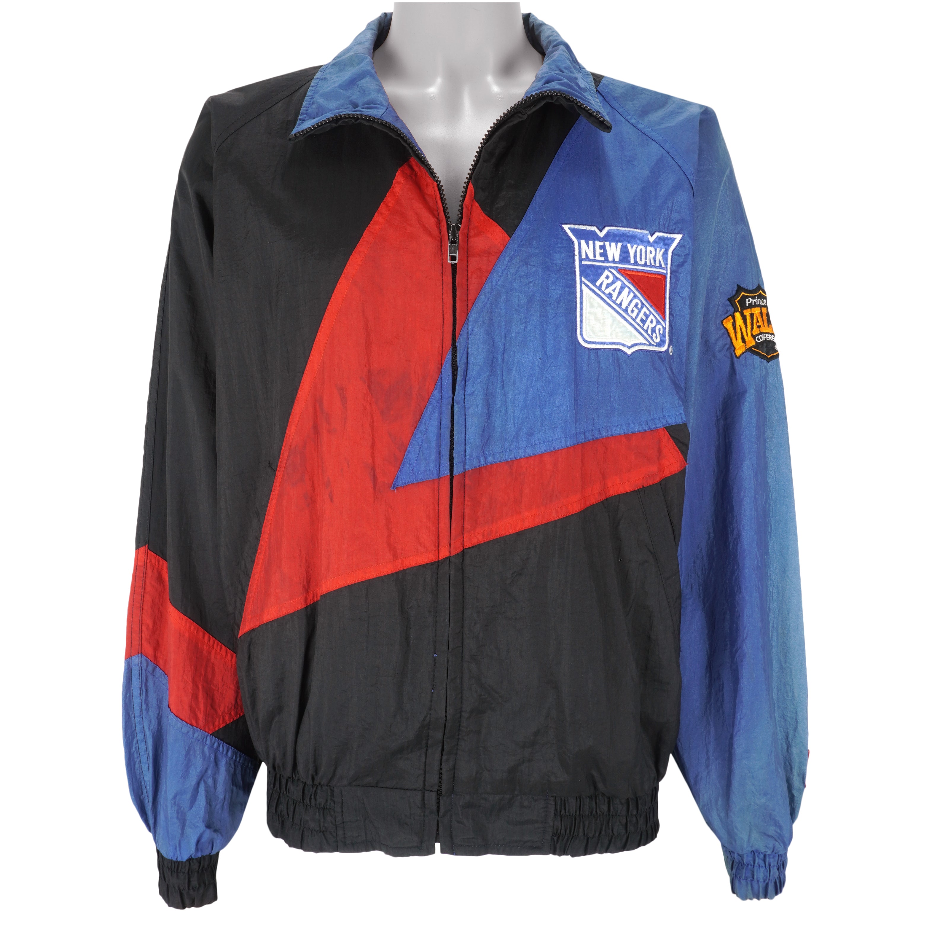 NHL (Pro Player) - New York Rangers Zip-Up Windbreaker 1990s Large Vintage Retro Hockey