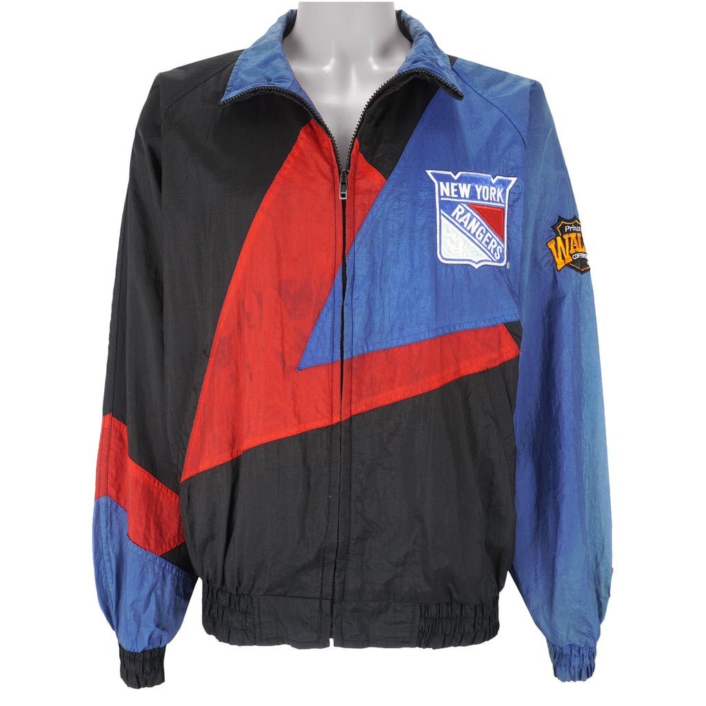 NHL (Pro Player) - New York Rangers Zip-Up Windbreaker 1990s Large Vintage Retro Hockey
