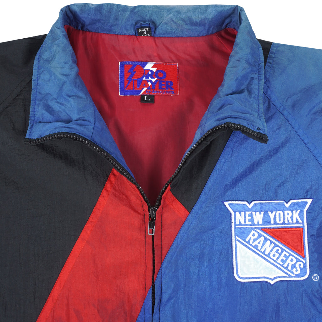 NHL (Pro Player) - New York Rangers Zip-Up Windbreaker 1990s Large Vintage Retro Hockey