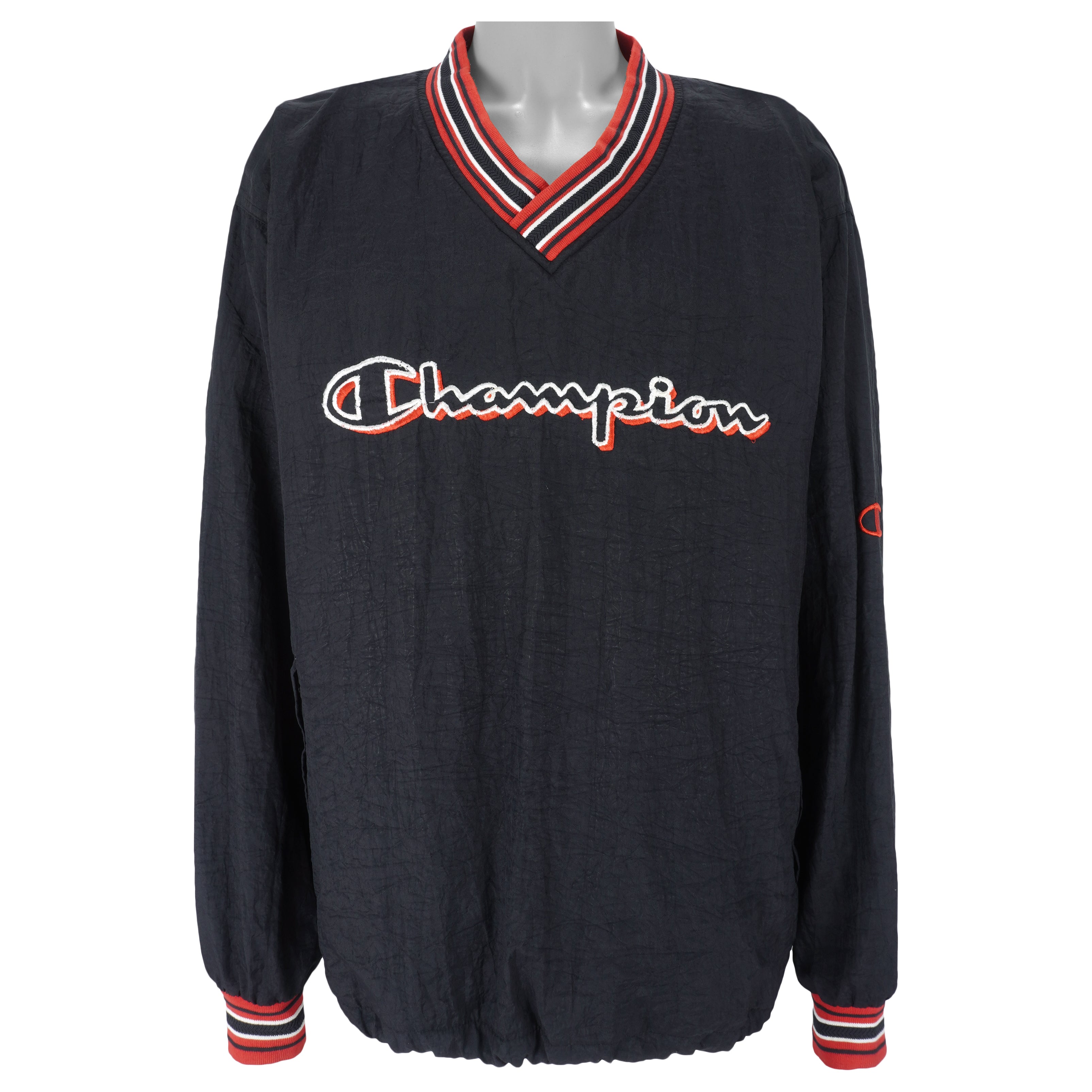 Champion - Black Embroidered Pullover 1990s X-Large Vintage Retro