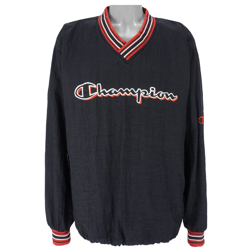Champion - Black Embroidered Pullover 1990s X-Large Vintage Retro