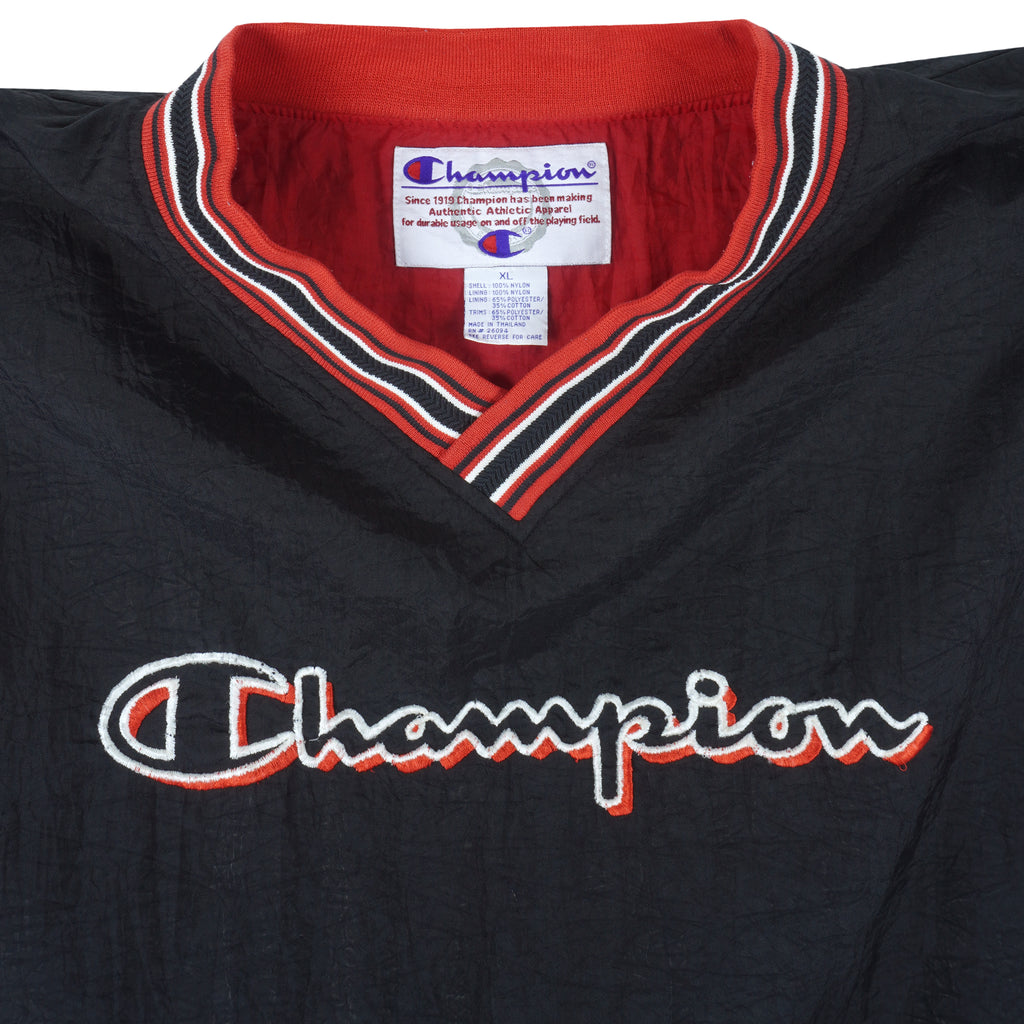 Champion - Black Embroidered Pullover 1990s X-Large Vintage Retro