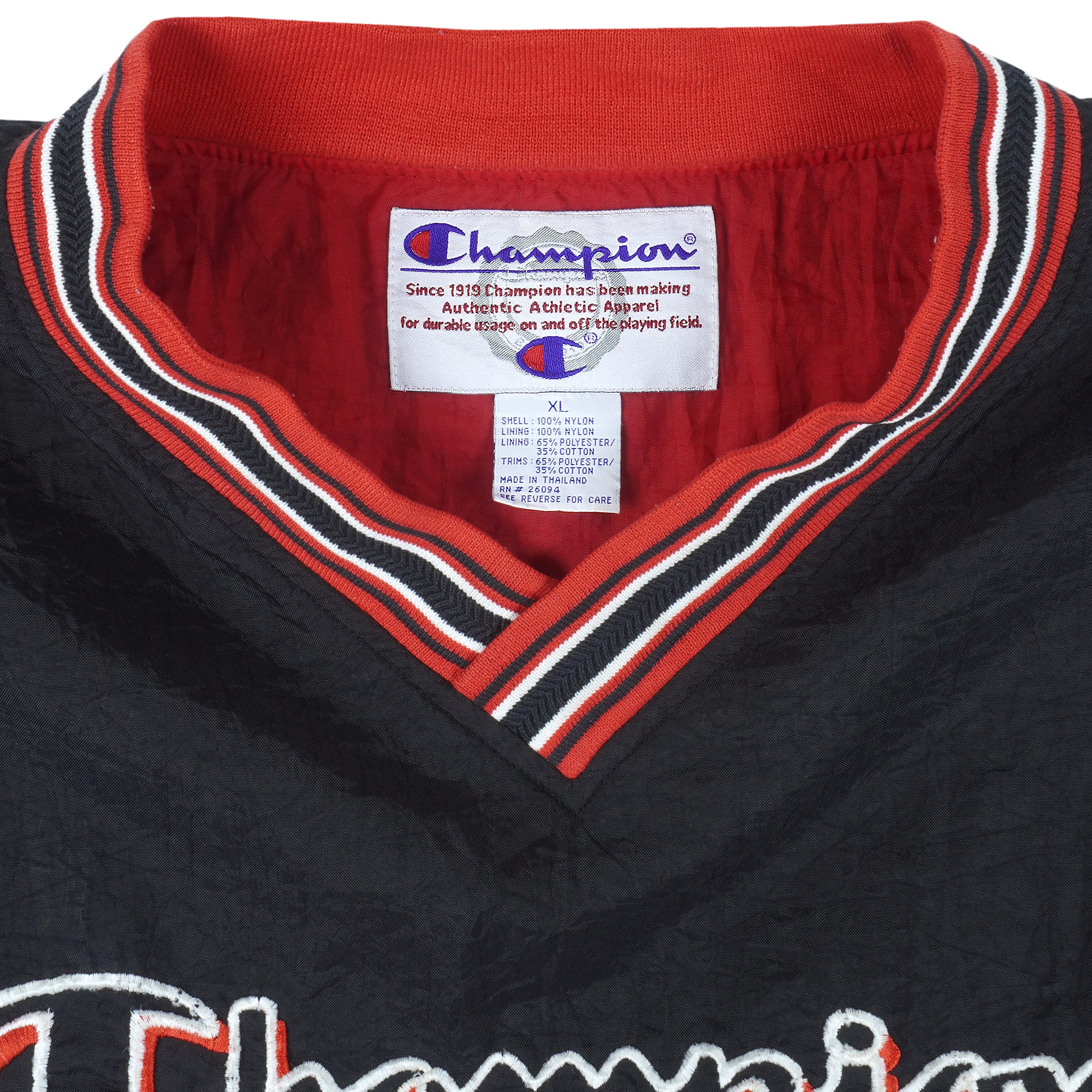 Champion - Black Embroidered Pullover 1990s X-Large Vintage Retro