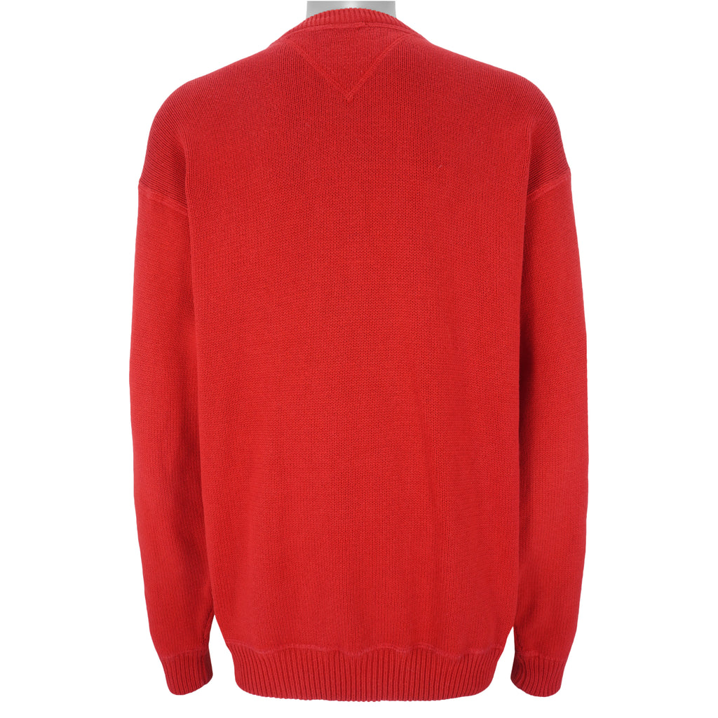 Tommy Hilfiger - Red Crew Neck Sweater 1990s X-Large Vintage retro
